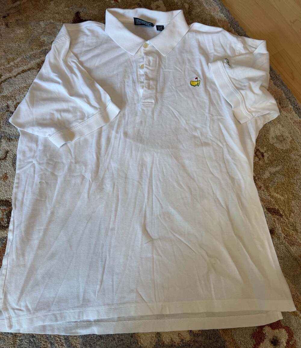 Masters Collection White Pima Cotton Embroidered Golf Polo Shirt Men's XL